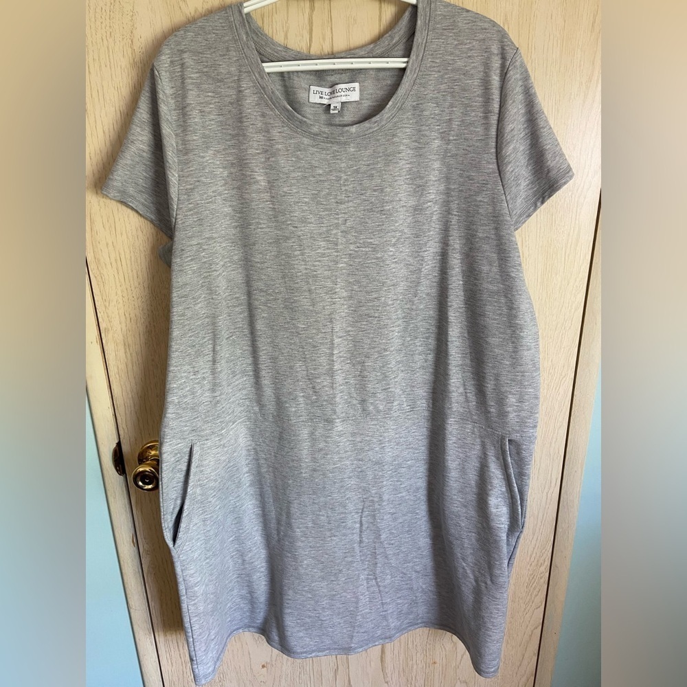 🖤 Karen Neuburger Live Love Lounge Heather Grey Plus Size Tunic Dress w/Pockets